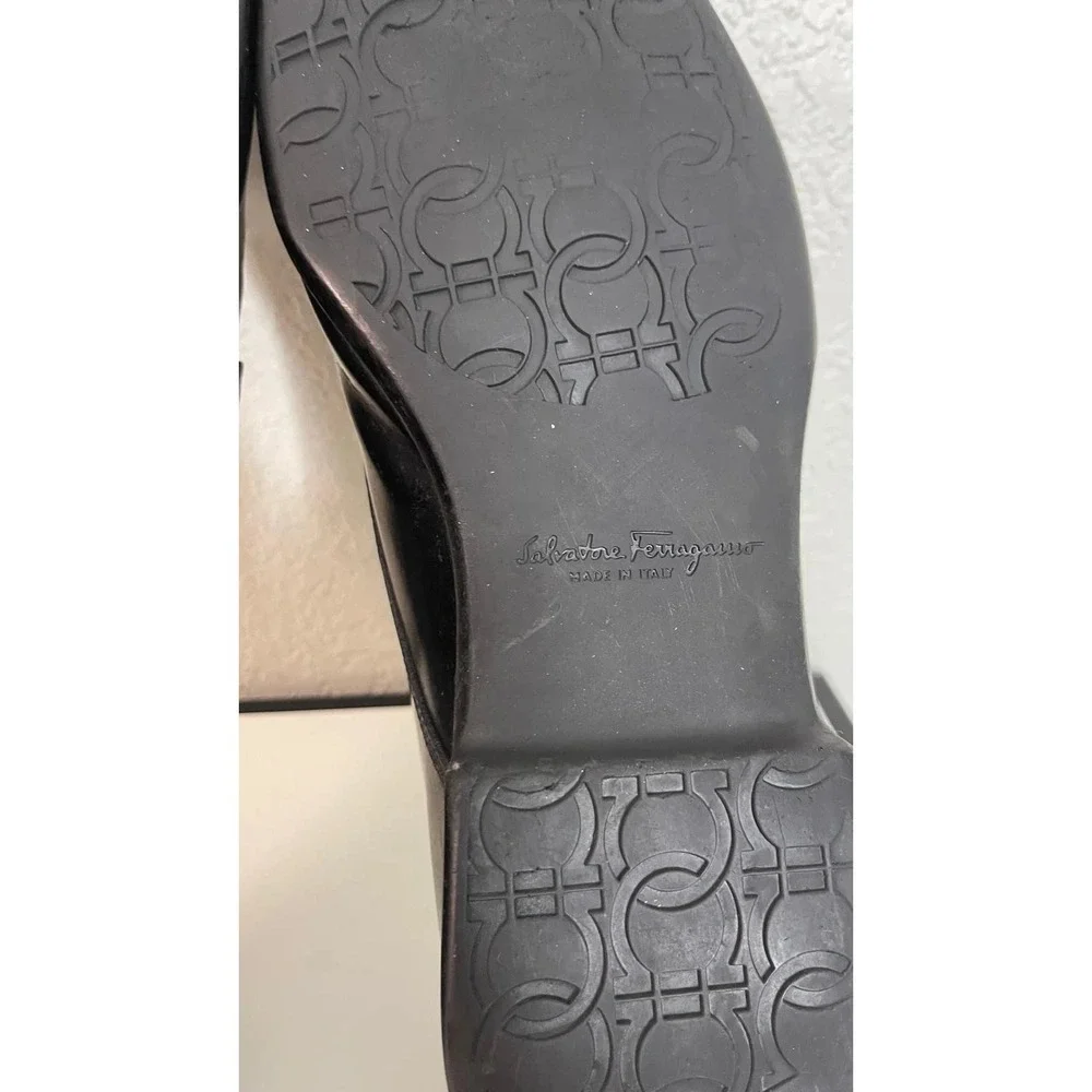 Salvatore Ferragamo Black Leather Oxford Dress‎ Shoes Lace up Men's 10.5 D